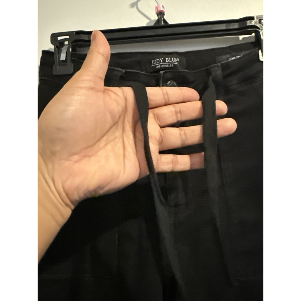 Judy Blue Jet Black Jogger Jeans Double Roll Cuff Size 5/27 Draw String - Picture 7 of 10